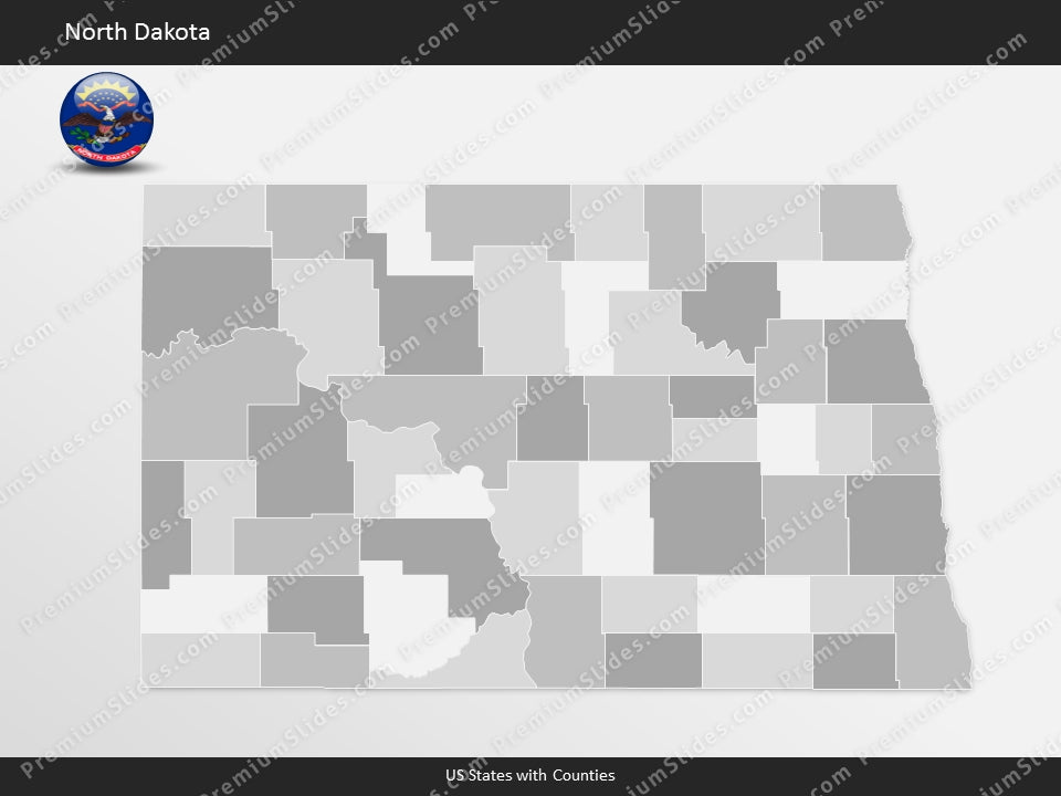 North Dakota County Map Template for PowerPoint