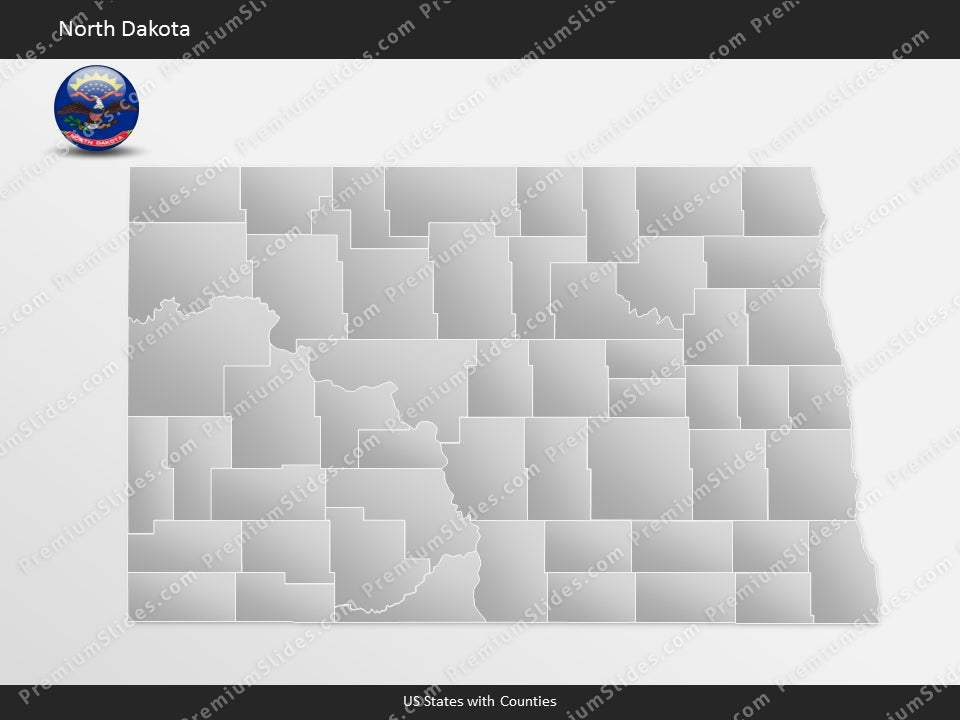 North Dakota County Map Template for PowerPoint