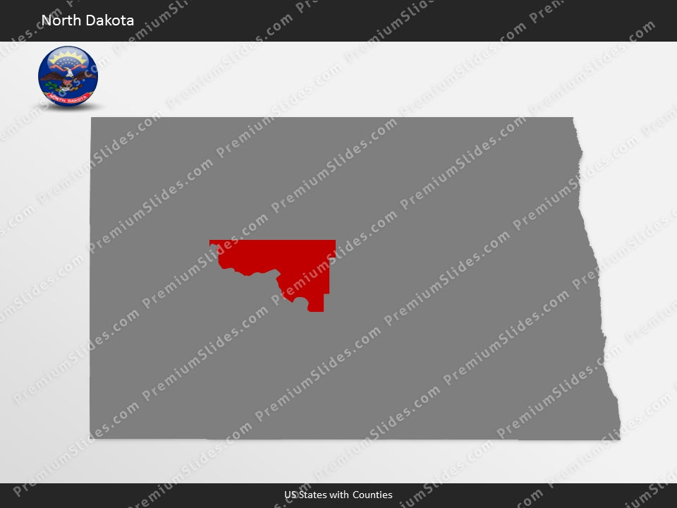 North Dakota County Map Template for PowerPoint