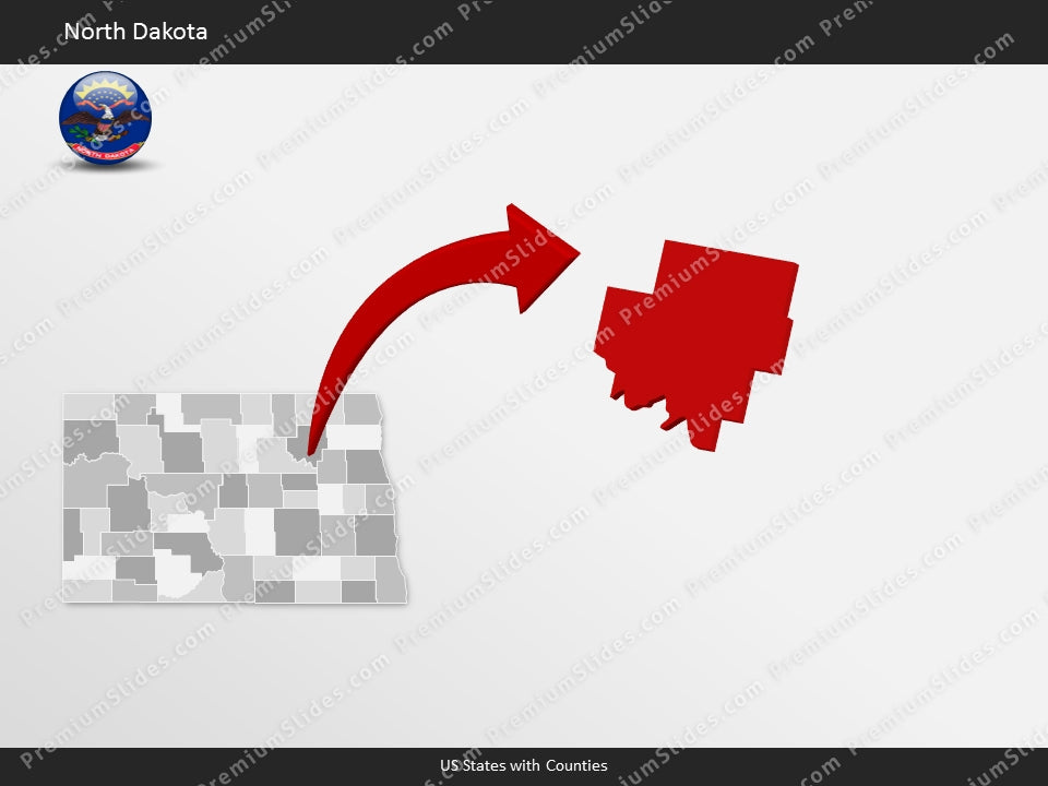 North Dakota County Map Template for PowerPoint