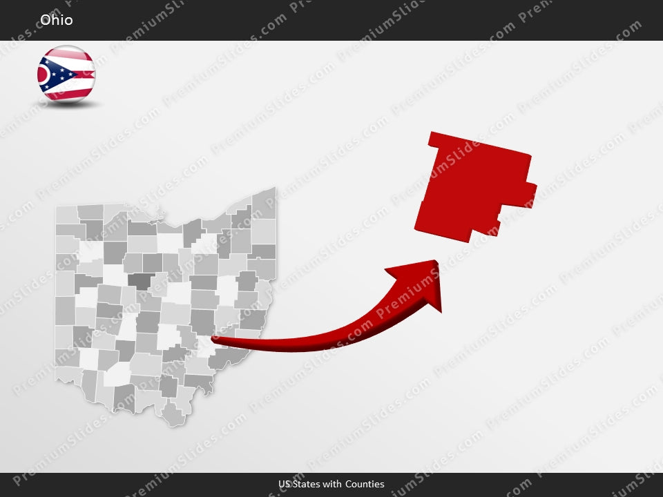 Ohio County Map Template for PowerPoint